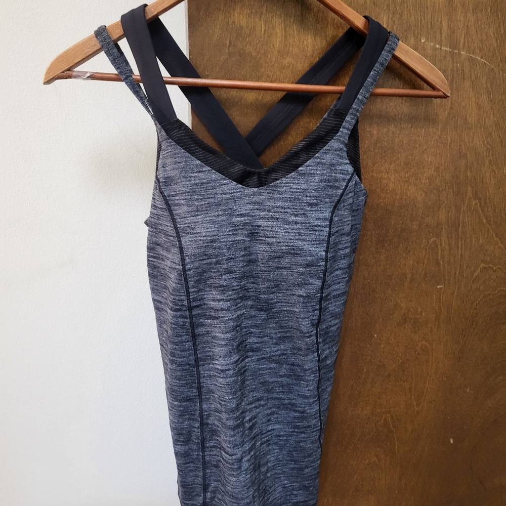 Lululemon Grey and Black Tank Top With Built In Bra size 2